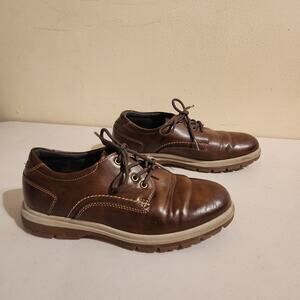 Florsheim Boys 3M Lookout Jr. Plain Toe Oxford Shoes Cognac Brown Preppy Dress